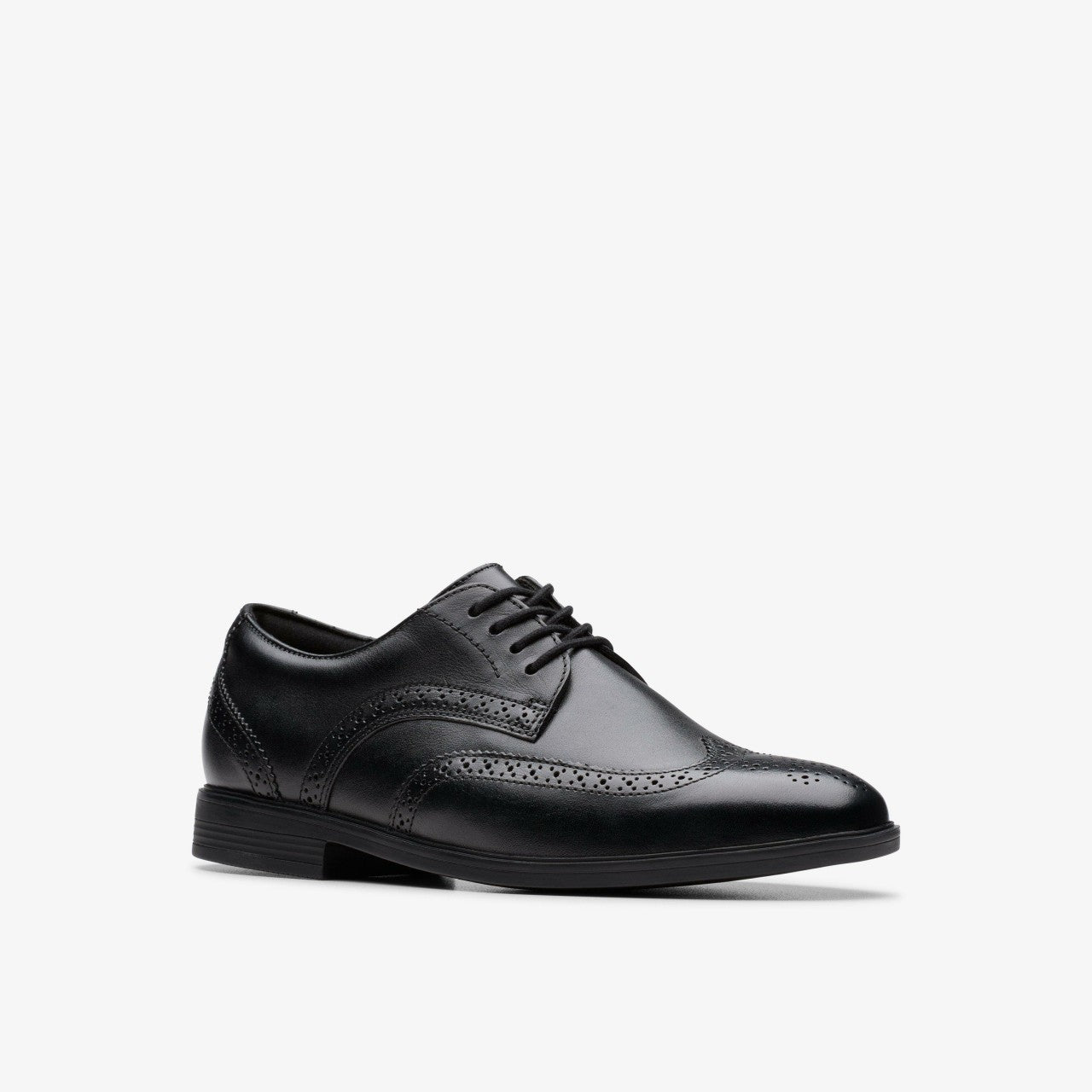 Jonwin Wing Youth Black Leather Clarks Kids