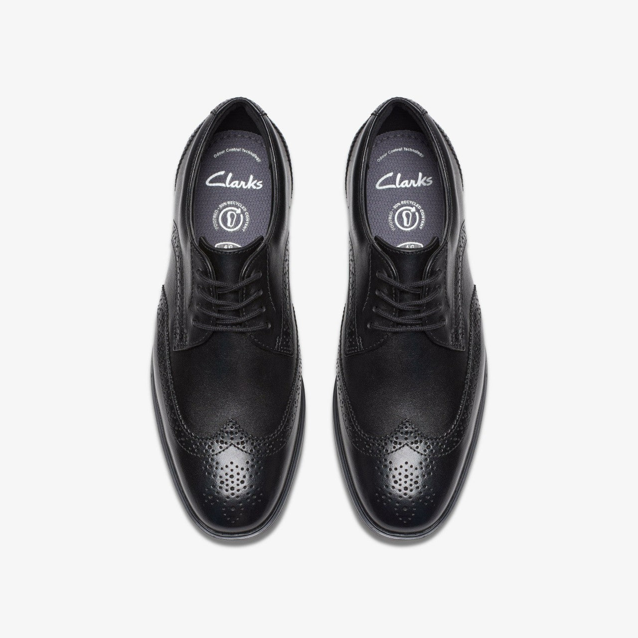 Jonwin Wing Youth Black Leather Clarks Kids