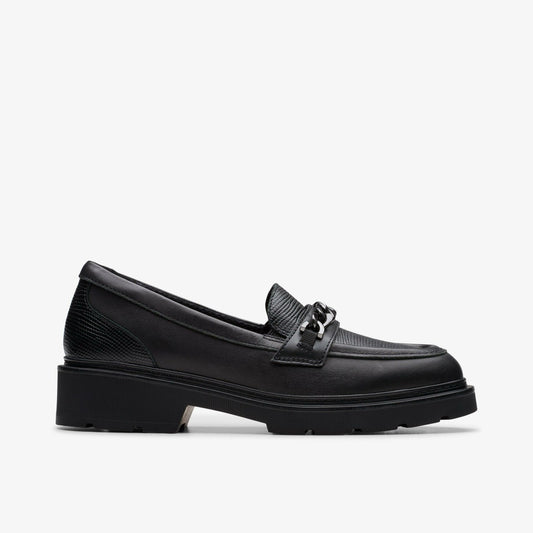 Eris Edge Youth Black Leather Clarks Kids