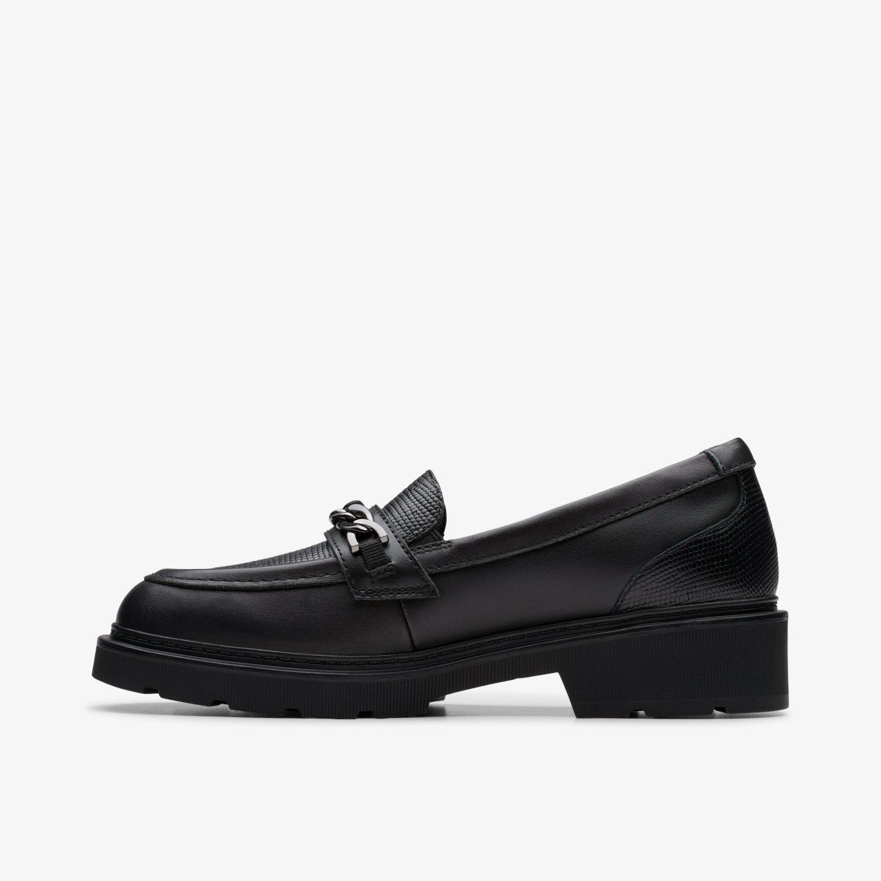 Eris Edge Youth Black Leather Clarks Kids