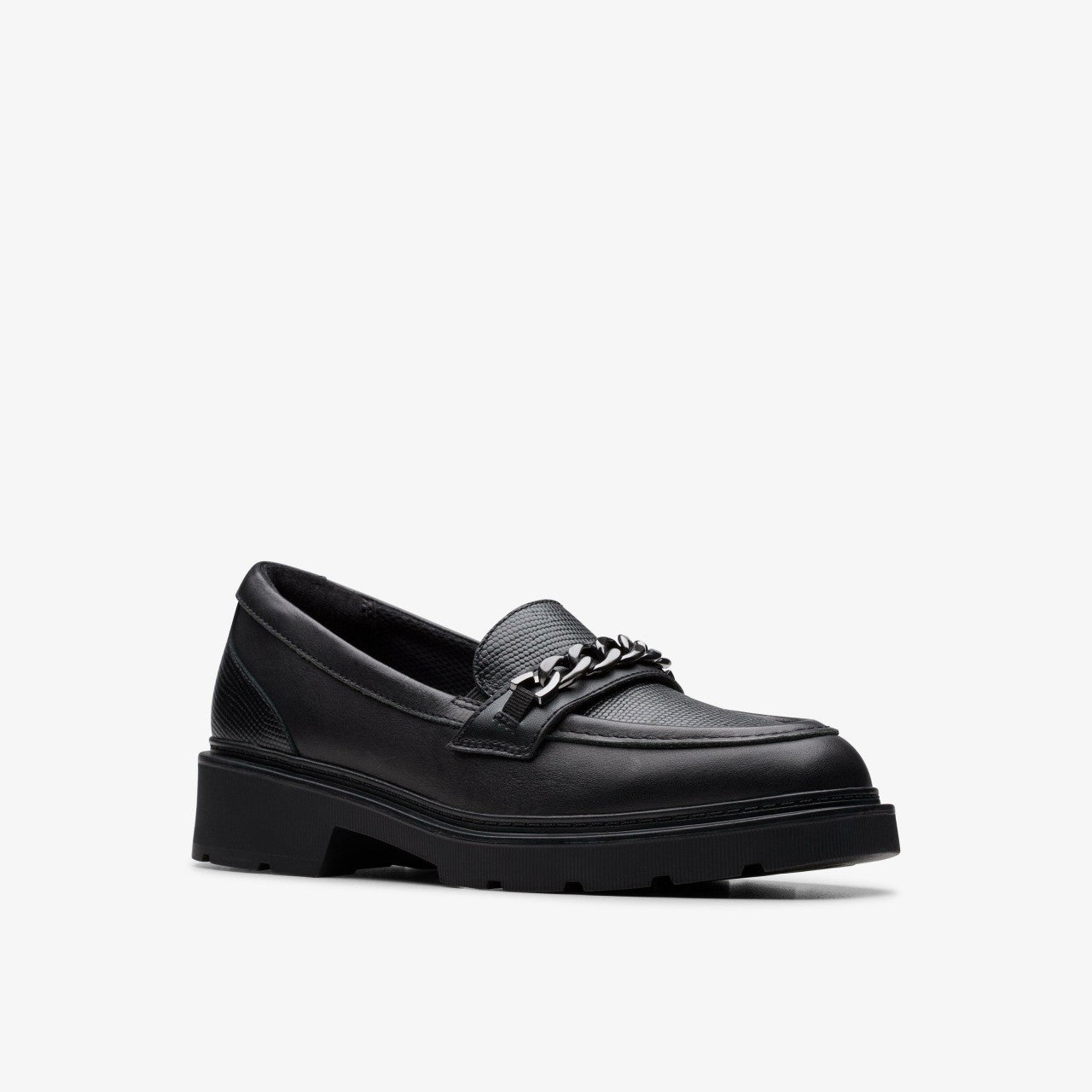 Eris Edge Youth Black Leather Clarks Kids