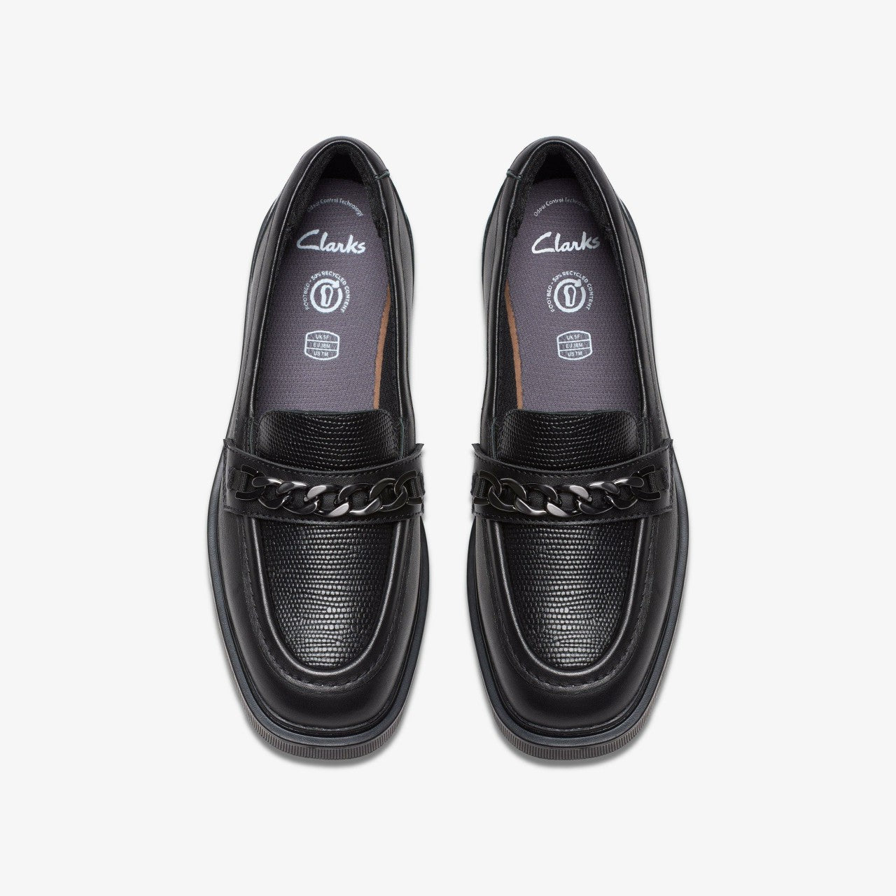 Eris Edge Youth Black Leather Clarks Kids