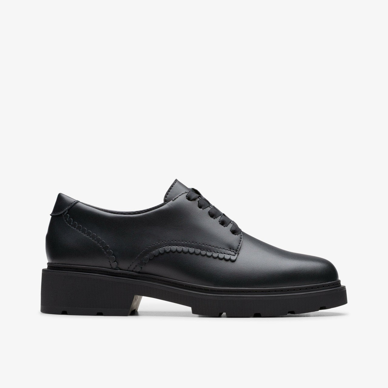 Eris Pure Youth Black Leather Clarks Kids