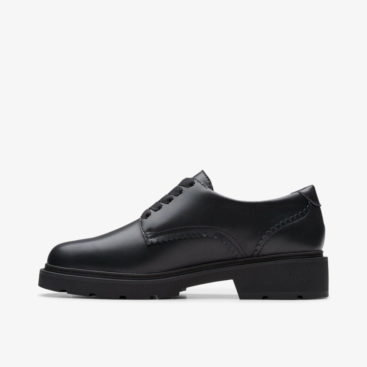 Eris Pure Youth Black Leather Clarks Kids
