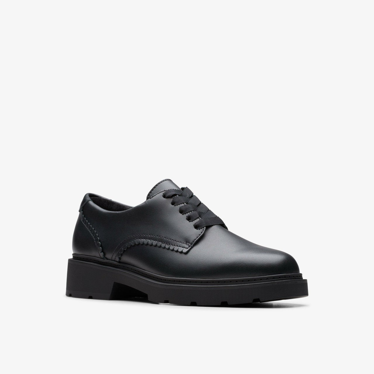 Eris Pure Youth Black Leather Clarks Kids
