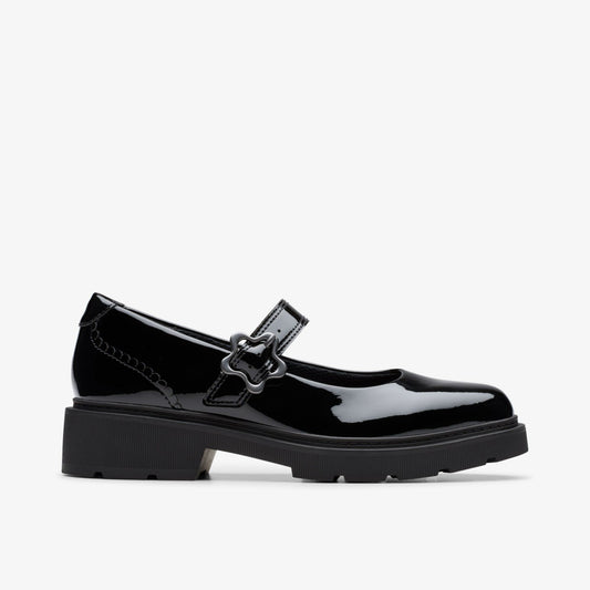 Eris Jane Youth Black Patent Clarks Kids