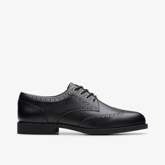 Tapa Pure Youth Black Leather Clarks Kids