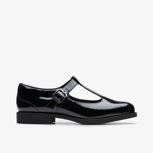 Tapa Hope Youth Black Patent Clarks Kids