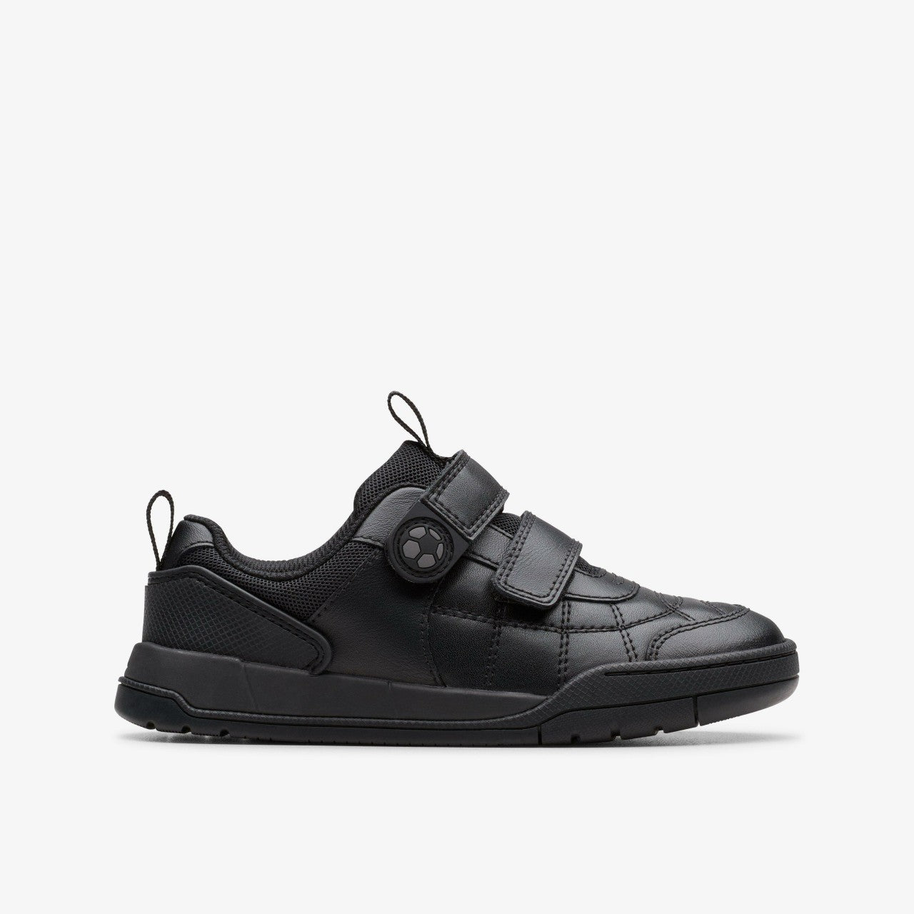 Laser Cross Kid Black Leather Clarks Kids