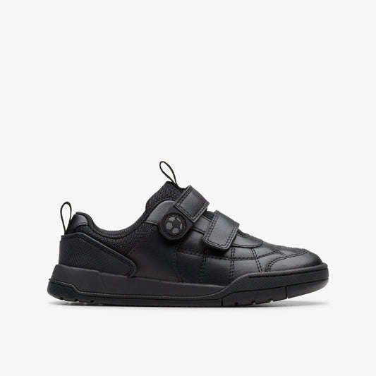 Laser Cross Kid Black Leather Clarks Kids