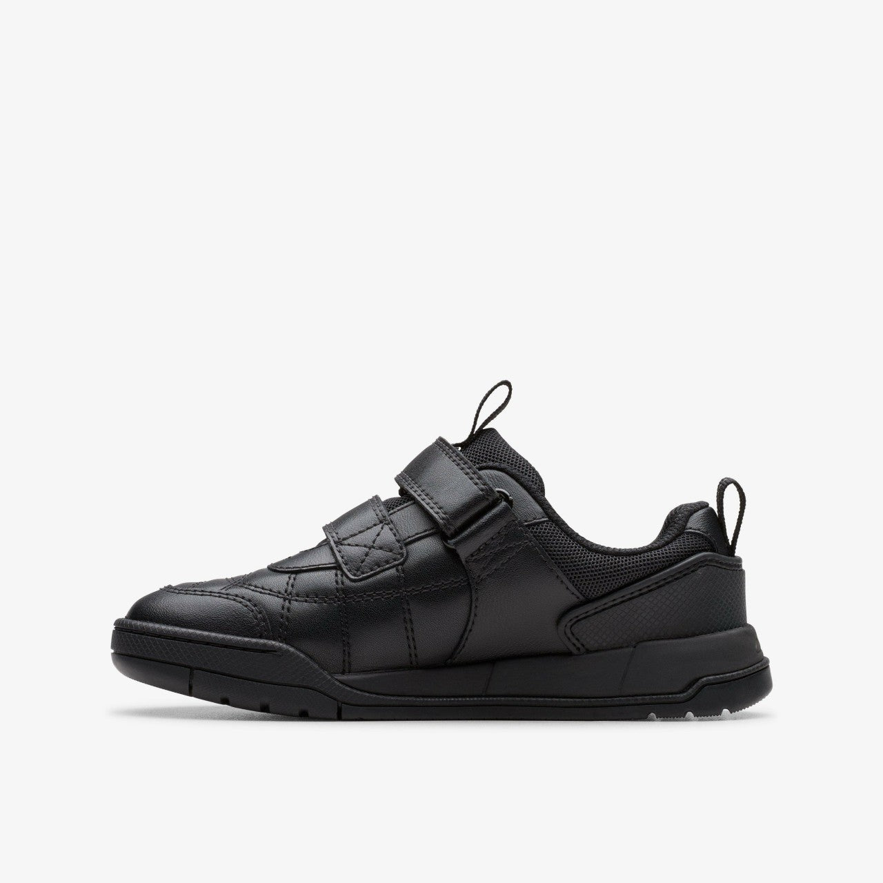 Laser Cross Kid Black Leather Clarks Kids