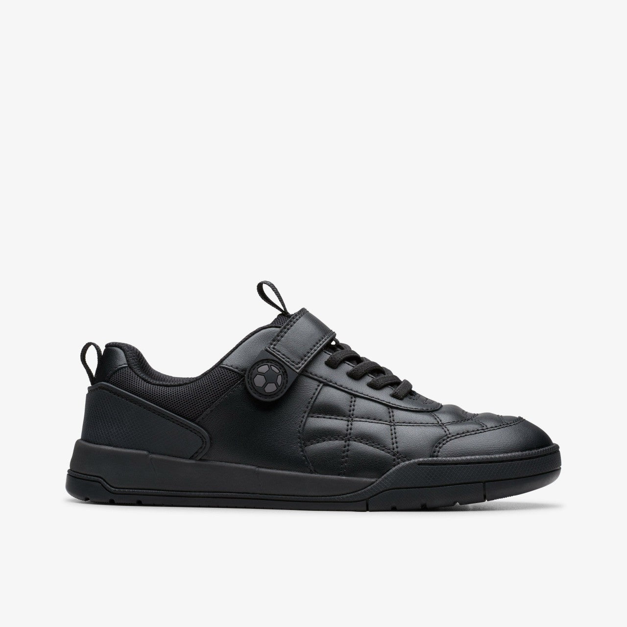 Laser Cross Youth Black Leather Clarks Kids