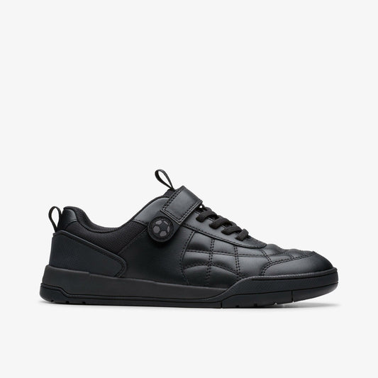 Laser Cross Youth Black Leather Clarks Kids