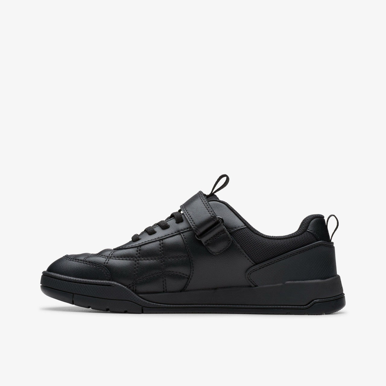 Laser Cross Youth Black Leather Clarks Kids