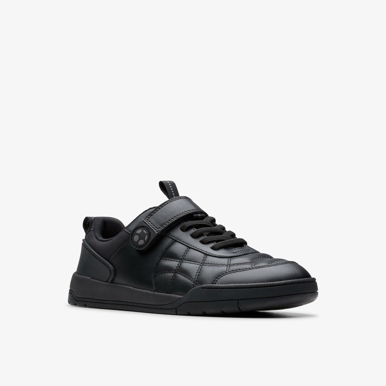 Laser Cross Youth Black Leather Clarks Kids