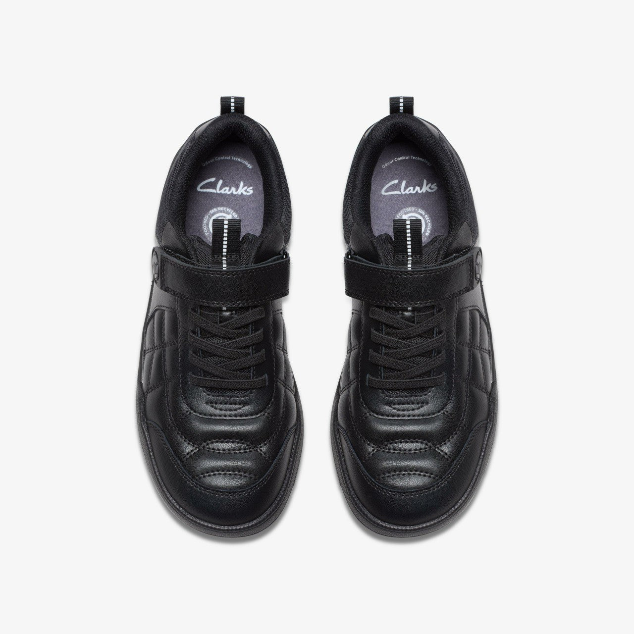 Laser Cross Youth Black Leather Clarks Kids