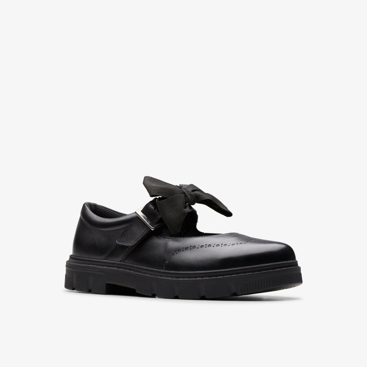 Lorcam Jane Youth Black Leather Clarks Kids