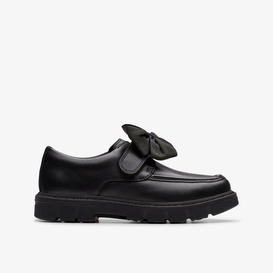 Lorcam Bow Kid Black Leather Clarks Kids