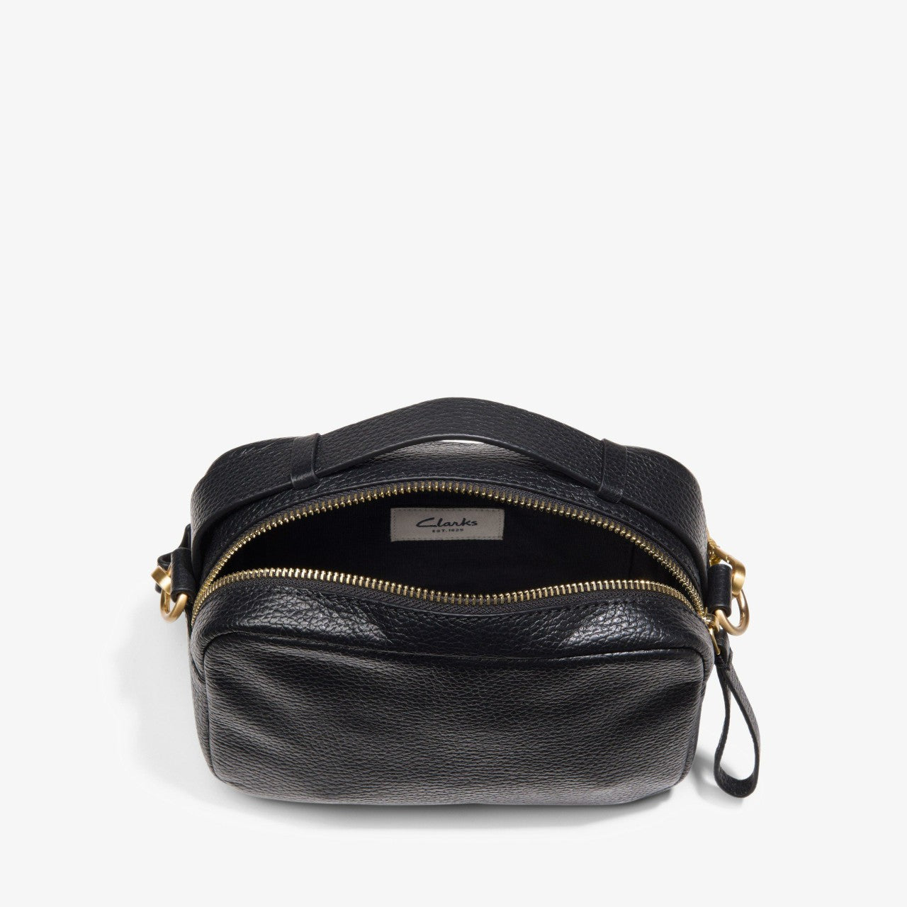 Camera Cross Black Leather Clarks Women