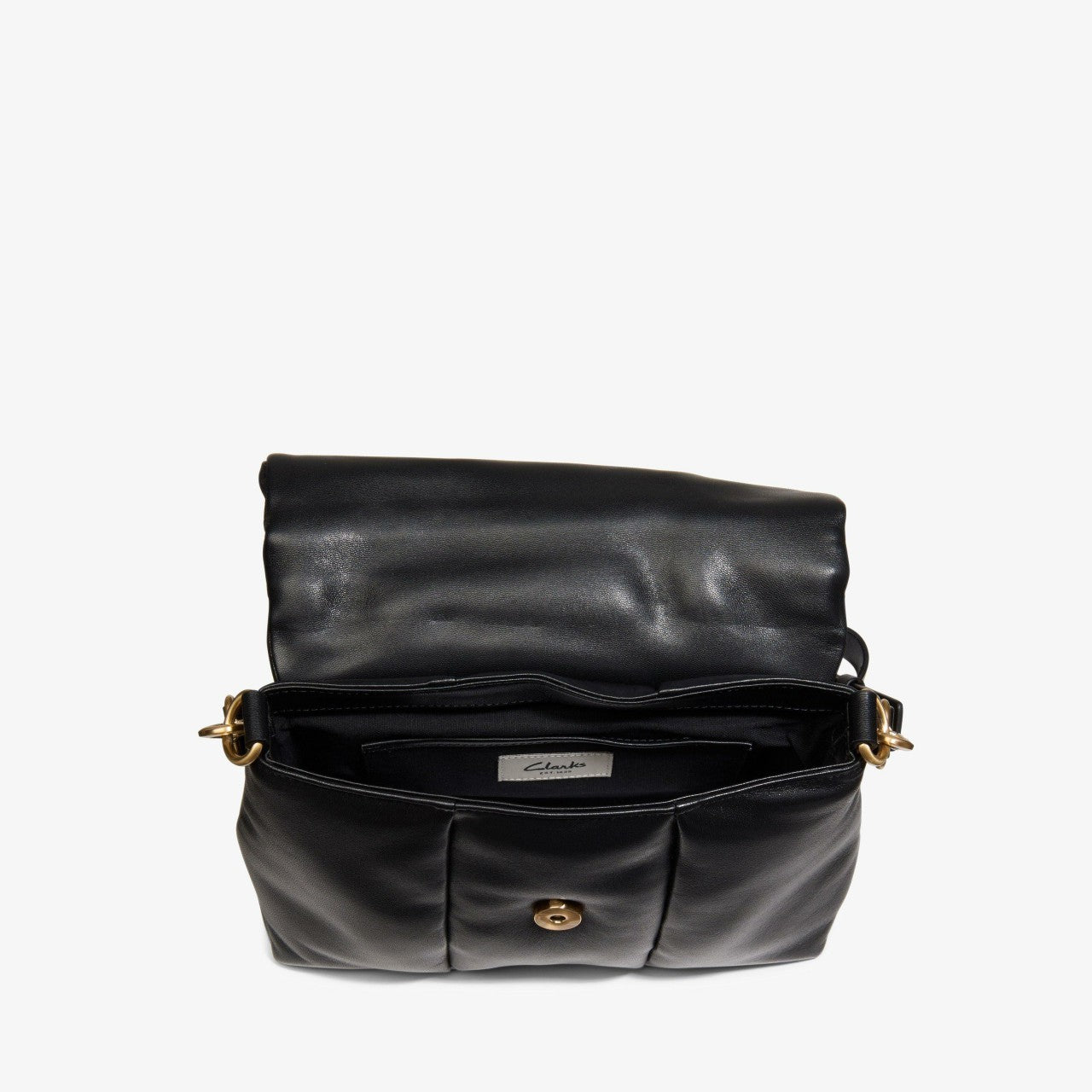 Puffy Crossbody Black Leather Clarks Women