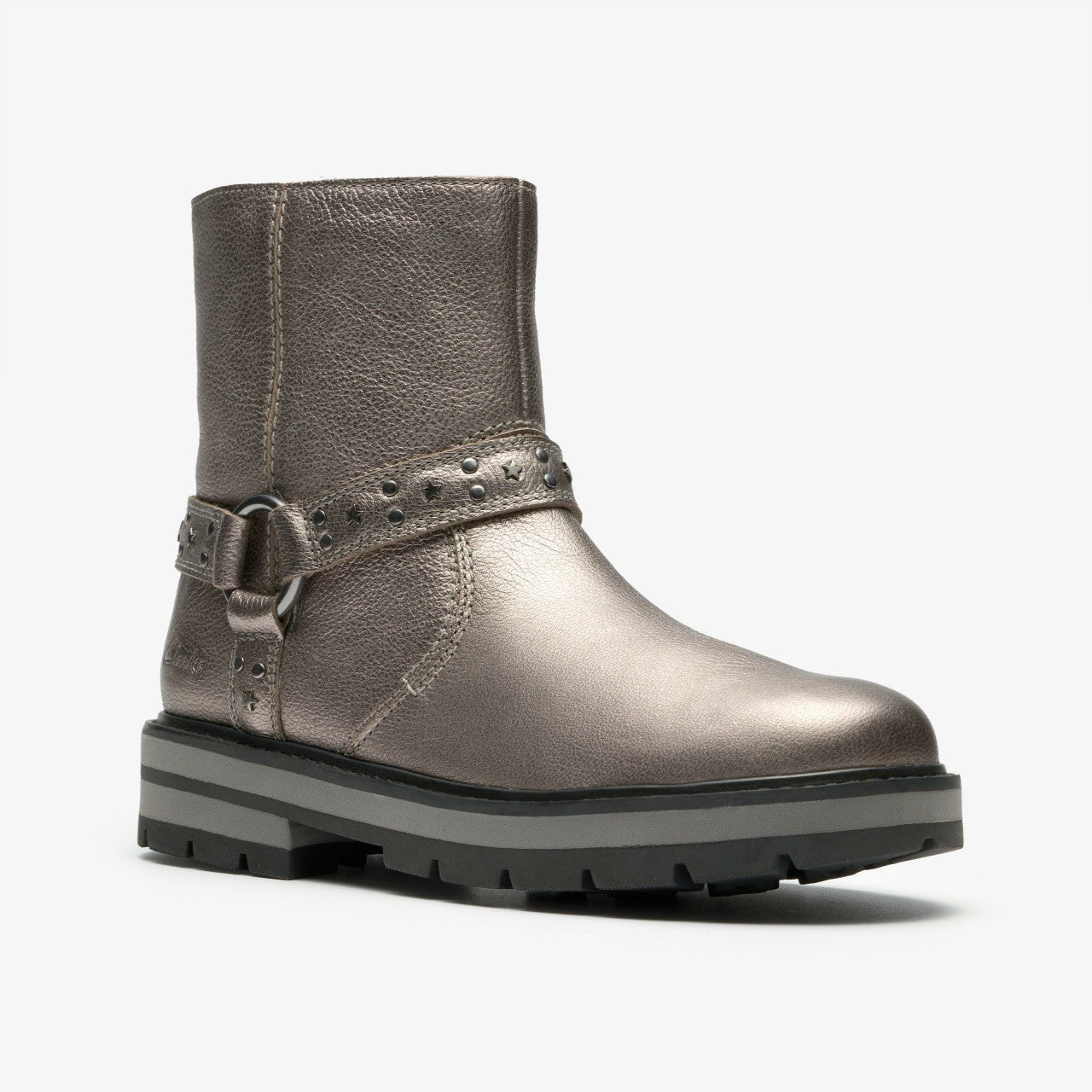 Prague Shine Kid Pewter Metallic Clarks Kids
