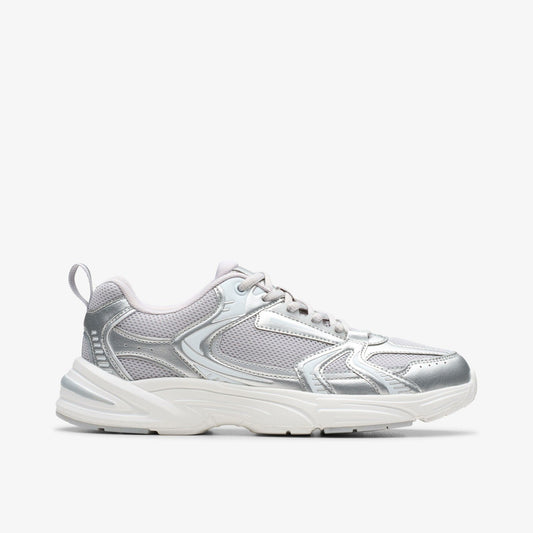 Crafton Move Youth Silver Metallic Clarks Kids