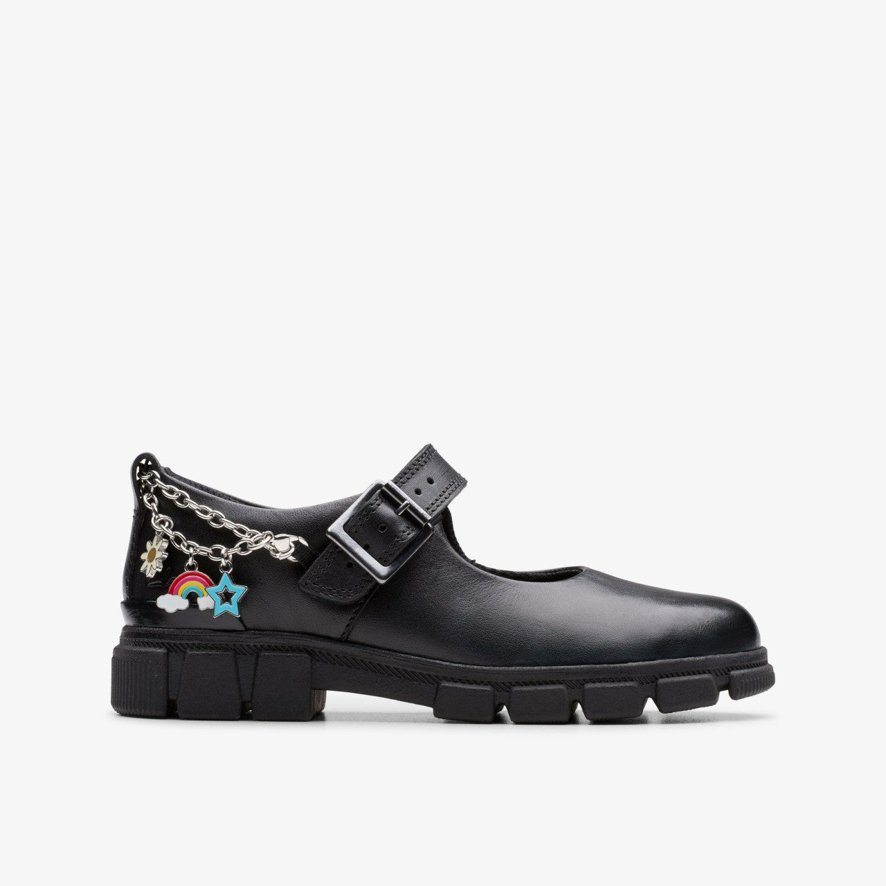 Evyn Pure Kid Black Leather Clarks Kids