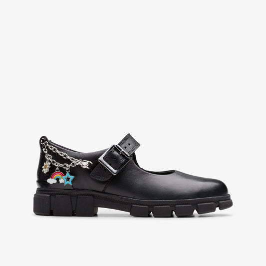 Evyn Pure Kid Black Leather Clarks Kids