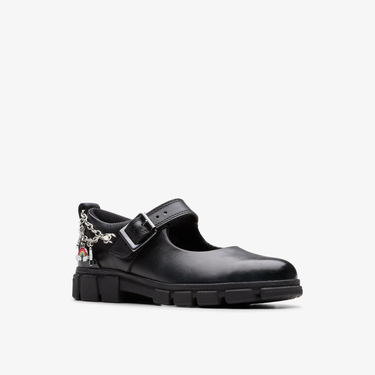 Evyn Pure Kid Black Leather Clarks Kids