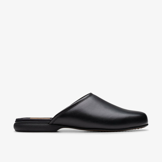 Harston Mule Black Leather Clarks Men