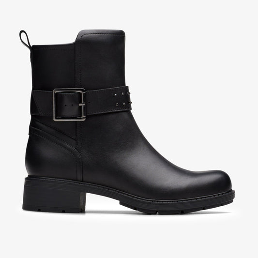 Hearth Buckle Black Leather Clarks Women