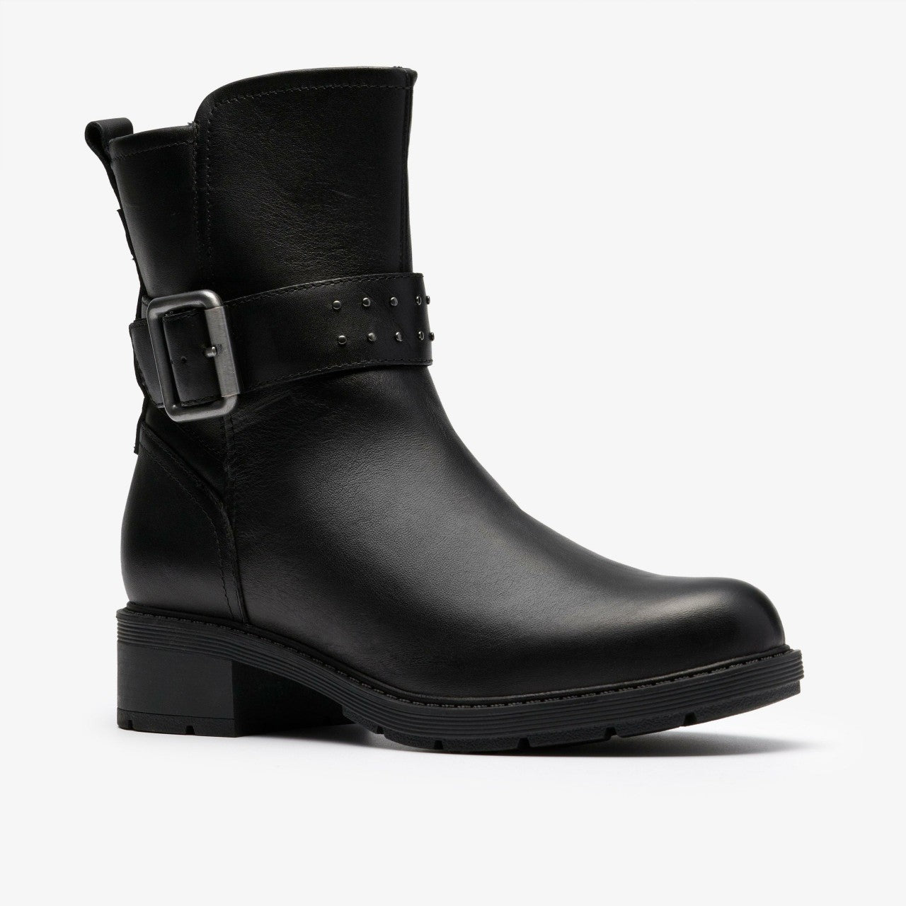 Hearth Buckle Black Leather Clarks Women