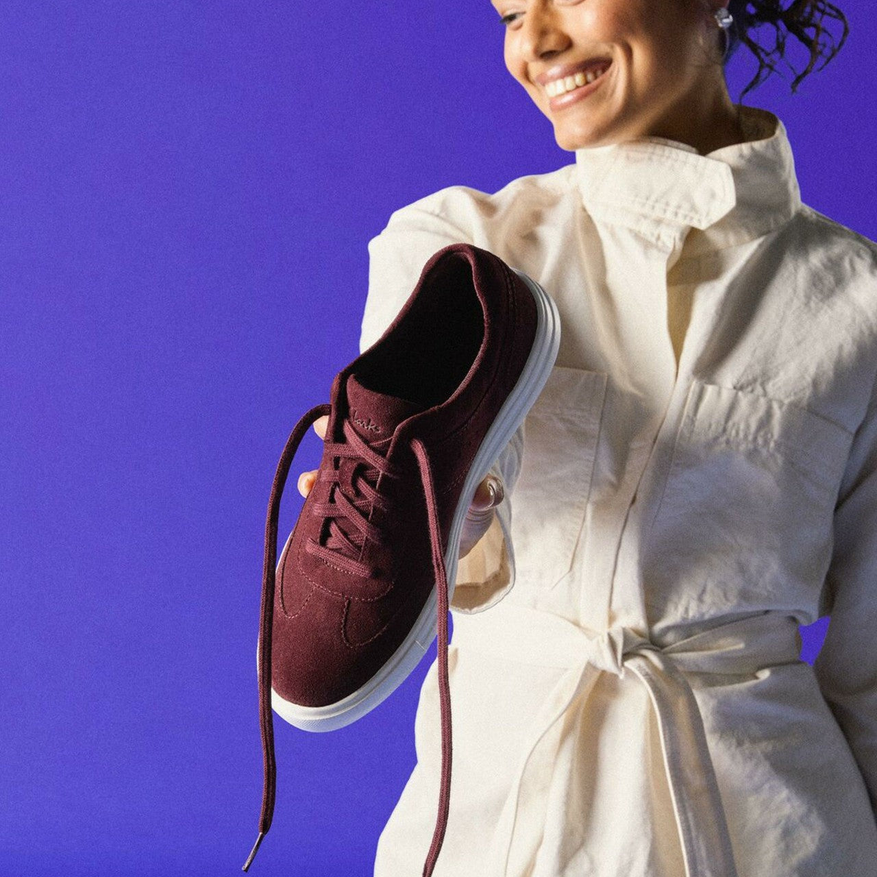 Makea Court Burgundy Suede Clarks Women