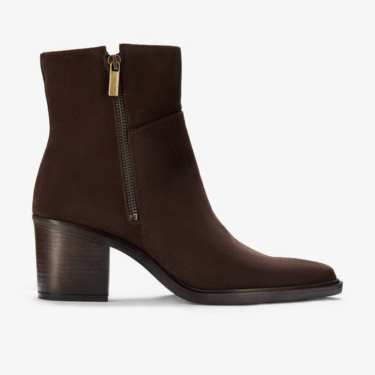 Jesse Zip Dark Brown Suede Clarks Women
