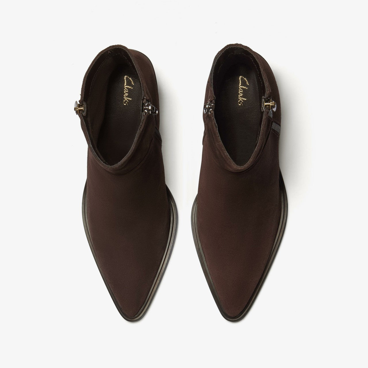 Jesse Zip Dark Brown Suede Clarks Women